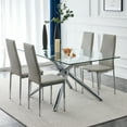 thumbnail image 3 of Hassch Dining Chairs Set of 4, Gray Chairs for Dining Room, Kitchen Chairs with Metal Legs and PU Leather Padded Seat High Back, 3 of 8