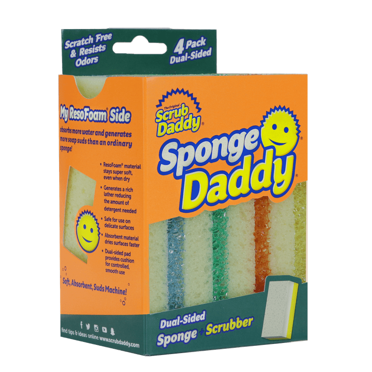 4 pack) Scrub Daddy Sponge Daddy Dual-Sided Non- Scratch Sponge, 4 Count