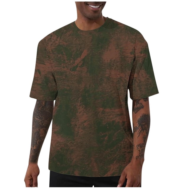 Casual Suelto Elástico de Manga Corta de los Hombres Blusa, Cuello Redondo de Color Sólido Top Deportivo para Gimnasio Y Actividades Al Aire Libre