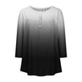 thumbnail image 4 of Cavosen Ruched Tops for Women 3/4 Sleeve with Button Pullover Tunic Tees Round Neck Comfort Gradient Tops Dressy Flowy Loose Fit Shirts Pleated Peplum Blouse Fashion Black S, 4 of 4