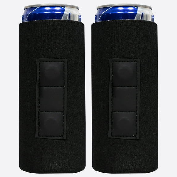 QualityPerfection Magnetic Can Cooler Sleeves Slim Neoprene 12oz Can Holder Set of 2, Black
