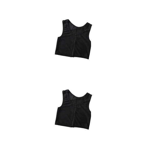 Sonducket Camiseta sin mangas Tomboy, chaleco moldeador de pecho, ropa interior deportiva elástica Trans para el pecho, corsé de vendaje Negro METRO 2piezas