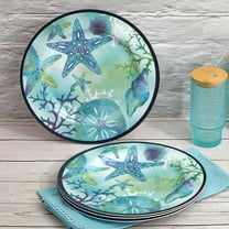 Seaside Beach Melamine Dinner Plates Set of 4