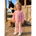 thumbnail image 3 of RUINIXCW Baby Girl 2Pcs Fall Outfits Western Long Sleeve Bow Boots Embroidery Sweatshirt + Pants Set Toddler Clothes, 3 of 9