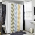 thumbnail image 4 of Green Blue Yellow Botanical Shower Curtain - Water Repellent Fabric Shower Curtains Washable, Vertical Leaves Rustic Decorative Polyester Cloth Bathroom Curtains Modern Bath Decor 36"x72", 4 of 8
