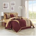 thumbnail image 3 of Lanco Elegant Wine Gold Comforter Set,15 Piece Room-in-A-Bag, Queen Size , Striped, Jacquard Bedding Set, All Season, Matching Decorative Pillows, Pillow Sham , Curtains, 3 of 5