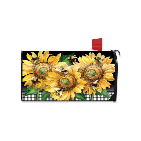 Briarwood Lane Spring Mailbox Cover  - Standard Size - Buzzing Sunflowers For Spring Mailbox Cover
