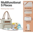 thumbnail image 4 of Lamgool Tote Diaper Bag Set 7 Pcs for Travel, Multifunction Baby Nappy Bag with Changing Pad, Shoulder Bag, Handbag Baby Bottle Bag, Khaki, 4 of 7