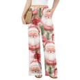 thumbnail image 5 of Lumtrix Women Wide Leg Pants Xmas Xmas Santa Print Elastic Waist Straight Leg Pants Christmas Eve Party Trousers with Pocket Pink 2XL, 5 of 7