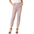thumbnail image 1 of INSPIRE CHIC Pantalones de tobillo de trabajo de oficina trasera elásticos de cintura alta a cuadros de mujer Rosa S, 1 of 6