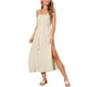 thumbnail image 2 of INSPIRAR CHIC Vestidos de Verano para Mujeres Vestido Maxi de Lino Suelto con Cintura Ajustable Tirantes Espagueti Casual Vestido de Playa 2XL Beige, 2 of 5