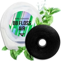 Brushmo Air Thin Black Expanding Woven Dental Floss, Soothing Mint, Natural Wax, Dentist-Designed, Vegan, 1 Spool (55yd)