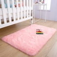 thumbnail image 5 of Junovo Fluffy Bedroom Rug Plush Fuzzy Rugs for Kids Room Living Room, Soft Shaggy Nursery Rug Furry Floor Carpet,2'x3',Pink, 5 of 7