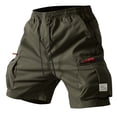 thumbnail image 6 of Domuza Men's Retro Casual Multi Pockets Cargo Shorts Loose Fit Mid Length Short Pants for Outdoor Summer Trendy Dark Green L, 6 of 6