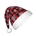 thumbnail image 2 of Haiem Buffalo Plaid Snowflakes Pattern Santa Hat Confortable Velvet Christmas Hat for Christmas Party Favors Fit for Adults and Kids, 2 of 6