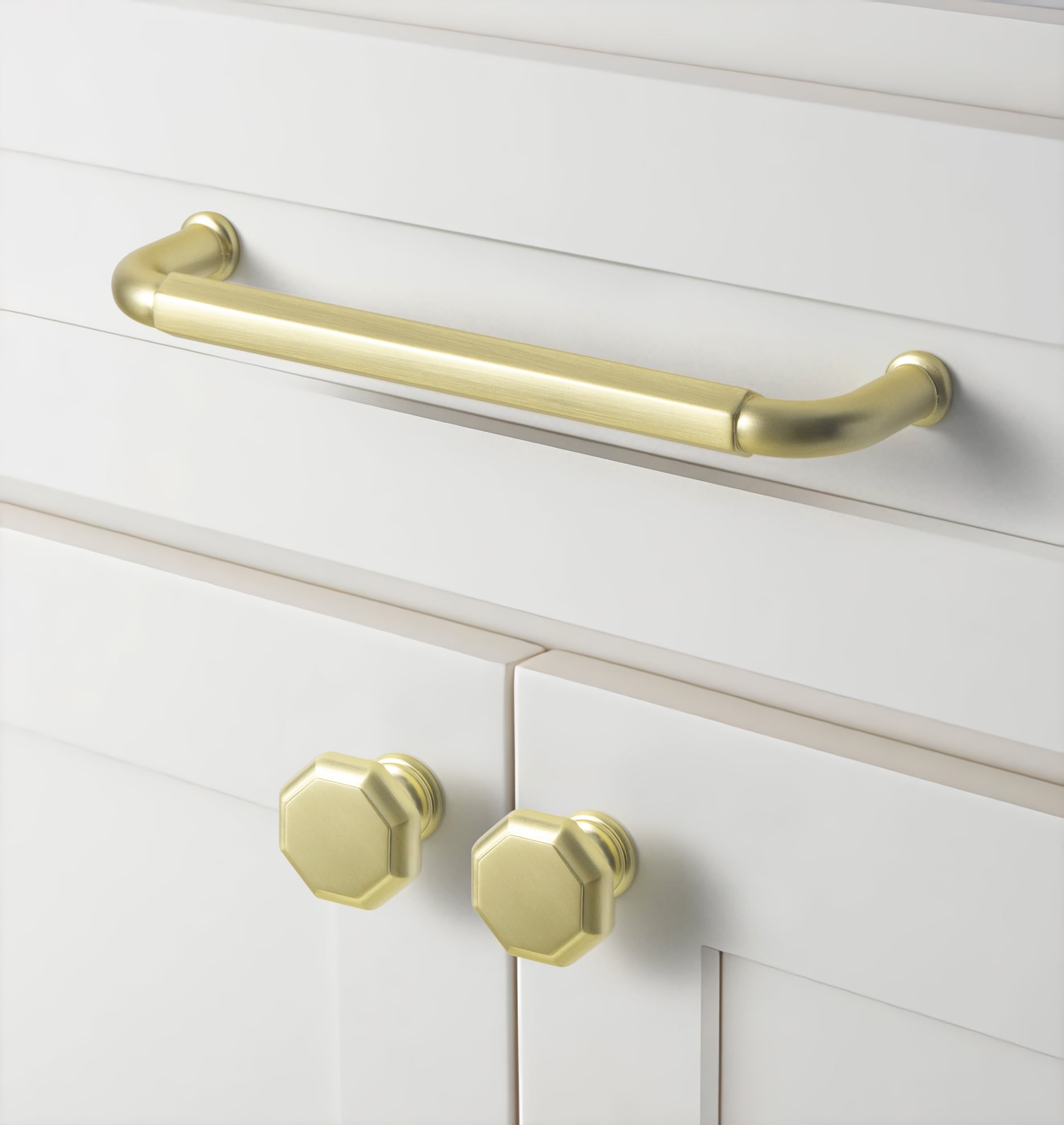 Goo-Ki 12-Pack Light Brushed Brass Kitchen Cabinet Knobs, Single Hole Zinc Alloy Drawer Knobs, Dresser Pulls Handles for Kitchen,Drawer,Cupboard & Wardrobe