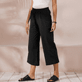 thumbnail image 5 of MLDRA Capri Wide Leg Pants for Women Iinen Pants Casual Lounge Workout Cropped Work Loose High Waisted with Pockets, 5 of 7