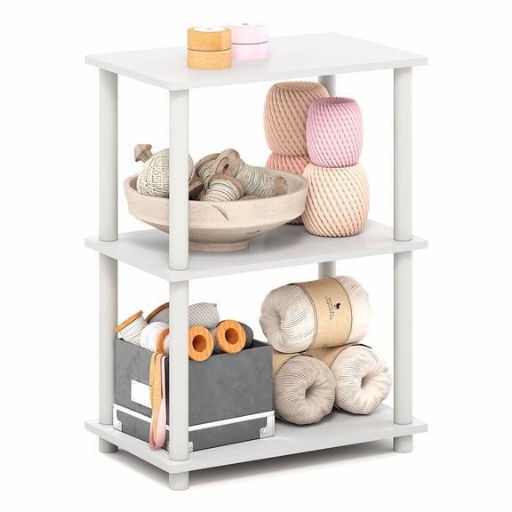 Furinno TURN-N-TUBE 3-Tier Toolless Corner Shelf Storage White