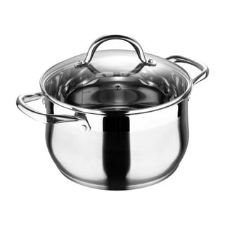 Bergner Essentials 2.6-Quart Stainless Steel Soup Pot with Tempered Glass Lid and Steamer Insert - Silver - 2.6 Quart