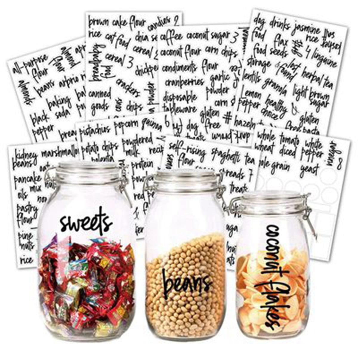 168PCS Pantry Label Printed Home Containers Jars Bottles Tags