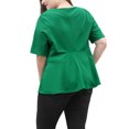 thumbnail image 4 of MODA NOVA Juniors' Plus Size Short Sleeves Knot Front Peplum Top Green 3X, 4 of 6