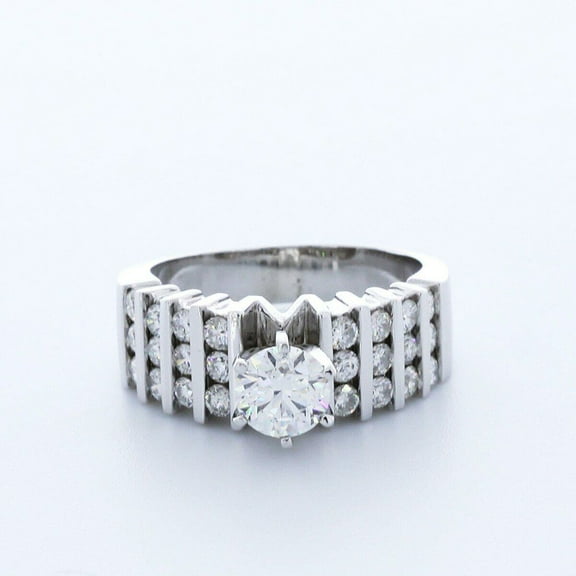 Vertical Row Channel Set Statement Ring For Her 2.2 Ct Diamond 14K White Gold Over