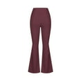 thumbnail image 6 of QATAINLAV Flare Yoga Pants for Women Casual High Waisted Bell Bottom Full Length Stretch Workout Pants Solid Color Micro Flared Trousers with Pockets My Orders Placed by Me Wine M, 6 of 9