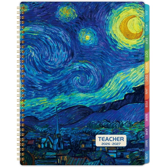 Teacher Planner 2026-2027 - Academic Lesson Planner, Jul 2026 - Jun 2027 | Weekly & Monthly Planner, 12 Colorful Monthly Tab, Premium Paper, Inspirational Quotes, Helps Better Teaching, 8.5" x 11"