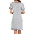 thumbnail image 2 of New Femmes Col Rond Couleur Contraste Coutures Lâches Manches Courtes Robe de Maison Porter Ajustement Mini Robe Correspondant à la Robe de Nuit, 2 of 2