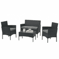 thumbnail image 3 of Lavish Home 4-Piece Rattan Outdoor Patio Furniture Set Combo Sofa, 2 Cushioned Chairs, and Table, Gray, 3 of 8