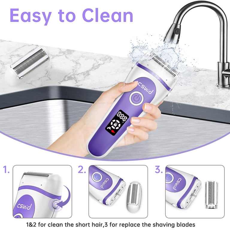 Women\'s Bikini Trimmer - 3-in-1 LED Grooming System Amazon.com: 3-in-1 Bikini Trimmer for Women, IPX7 Waterproof  main image 3