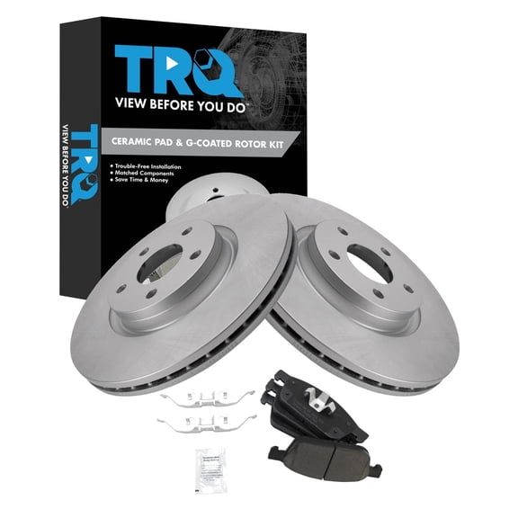 TRQ Front Brake Pad and Rotor Set Ceramic G Coated Rotors Fits 2015-2016 Ford Escape