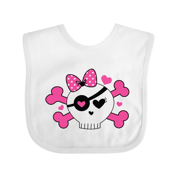 Inktastic Girl Pirate Skull Valentine Girls Baby Bib
