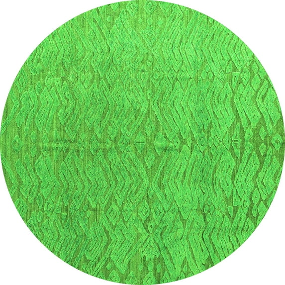 Ahgly Company Indoor Round Abstract Green Modern Area Rugs, 6' Round