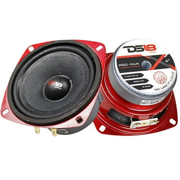 2 Pack DS18 4" Midrange Loudspeaker 200 Watts Max/100W RMS Car Audio PRO-X4M