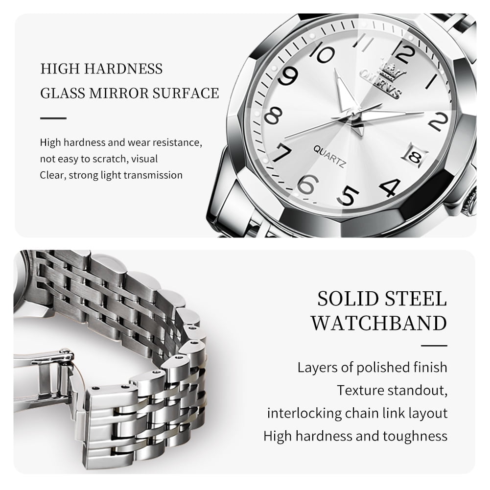 OLEVS Watches for Women Luxury Casual Dress Analog Quartz Digital Date Two Tone Gold Plated Stainless Steel Waterproof Luminous Female Wrist Watch Reloj para Mujer