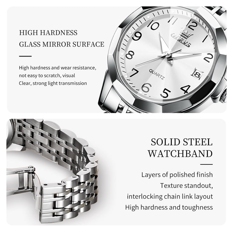 NWT OLEVS Womens Watch with Date Silver Stainless Steel Luxury 71s9qHLUUIL._AC_UY1000_.jpg main image 4