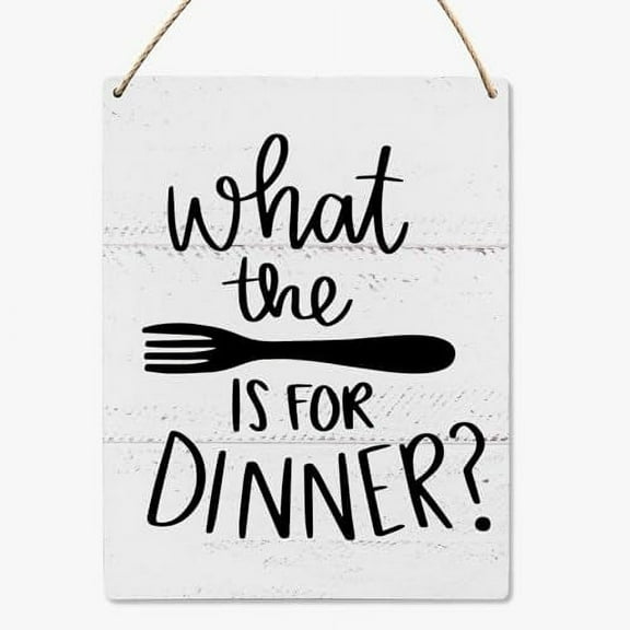 Novelty Kitchen Wall Decor - What The Fork Is For Dinner Funny Dining Room Wall Decor Wood Hanging Sign - Farmhouse Kitchen Dining Room Wooden Slogan Hanging Sign 8x12 Inch