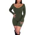 thumbnail image 3 of Arvbitana Women Bodycon Yoga Jumpsuits Workout Ribbed Long Sleeve Sport Full Body Romper Bodysuit One-Piece Playsuit, 3 of 9