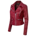 thumbnail image 7 of Made by Olivia Women's Long Sleeve Zipper Closure Moto Biker Faux Leather Jacket, 7 of 7