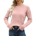 thumbnail image 7 of Zedker Women's Winter Crewneck Sweaters Knit Pullover Casual Long Sleeve Oversized Tops, Plus Size Pink XL, 7 of 7