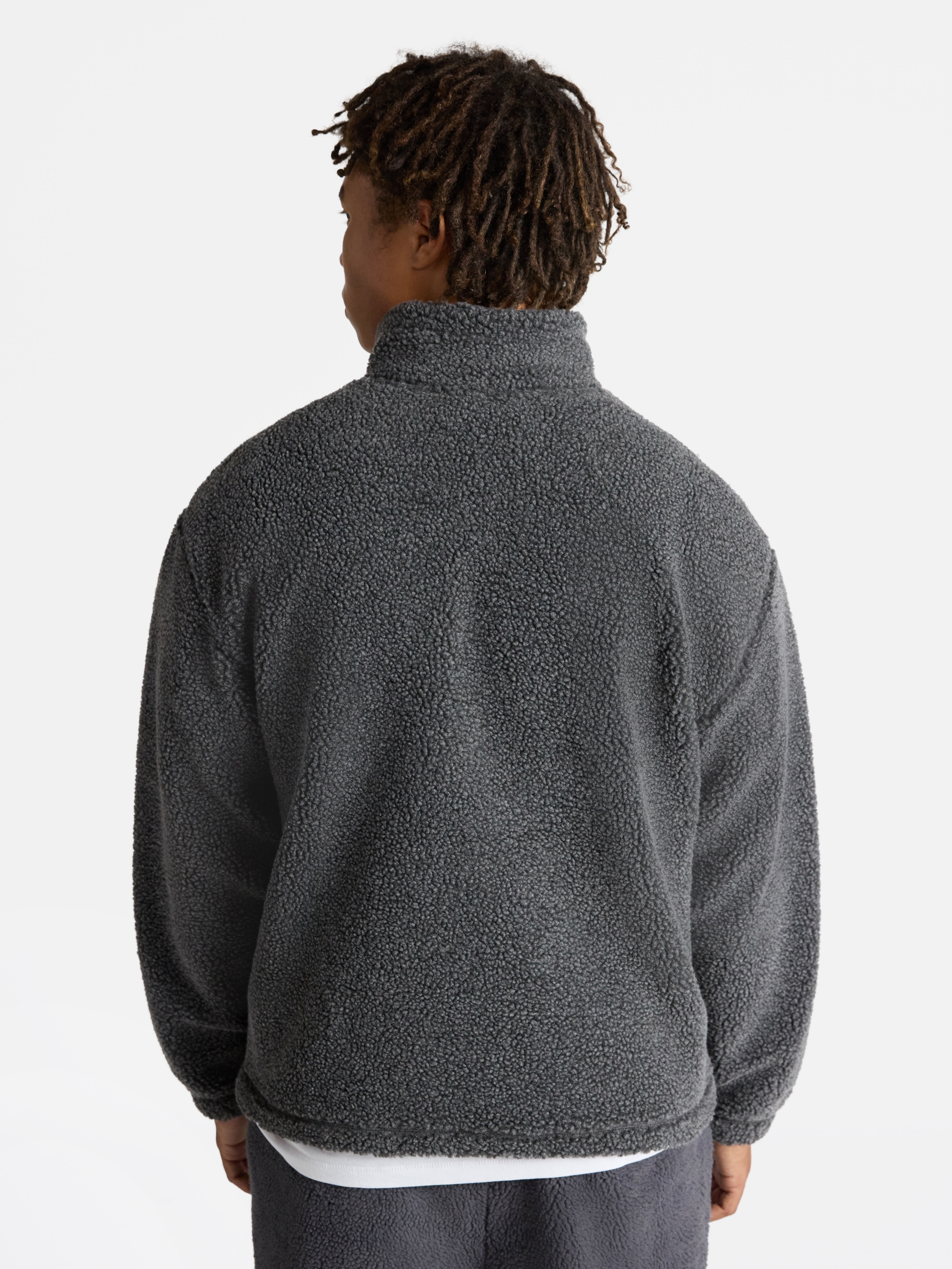 No Boundaries Faux Shearling Quarter Zip Pullover, Men’s XS-4XL