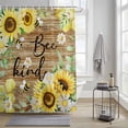 thumbnail image 3 of Sunflower Bee Kind Shower Curtain, Vintage Yellow Floral Bees White Daisy Brown Wooden Grain Waterproof Shower Curtain Set with 12 Hooks Lightweight Bath Curtains Fabric Bathroom Decor 60x72 Inches, 3 of 9