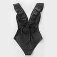 thumbnail image 3 of Cathalem Swimsuits for Women Plus Size Ruched Twist Front One Piece Swimsuit,Black M, 3 of 4