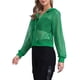 thumbnail image 4 of Chaqueta con puños acanalados INSPIRE CHIC para mujeres, sudadera, chaqueta bomber de malla, color verde, 4 of 6