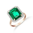 thumbnail image 2 of Galaxy Gold 4.70 Carat Total Weight 14K Solid Rose Gold Emerald with Natural Diamonds Halo Ring Brilliant Octagon Emerald Shape Cut Round Diamonds Anniversary Engagement Ring (8.5), 2 of 3