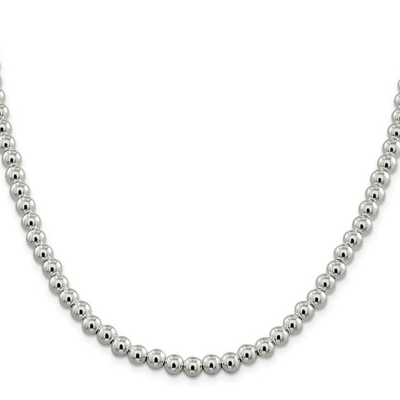 Auriga Fine Jewelry 925 Sterling Silver 6.1 mm Beads on Box Chain Necklace for Women 16"