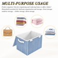 thumbnail image 7 of Blue and White Shirt Fabric Stripes Foldable Storage Bin with Lid and Handle Collapsible Storage Box 16.5 x 12.6 x 11.8 inches, 7 of 7