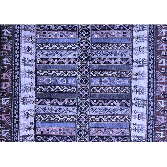 Ahgly Company Machine Washable Indoor Rectangle Abstract Blue Modern Area Rugs, 4' x 6'