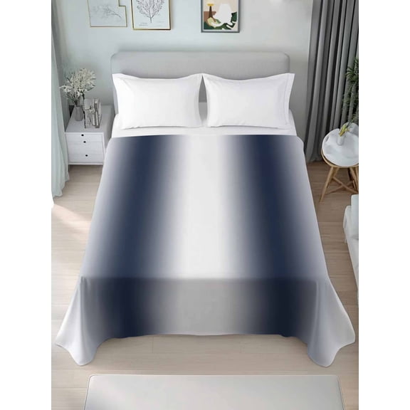 Navy Blue Ombre Twim Size Flat Sheet, Wrinkleproof & Fadeproof Cooling Flat Bed Sheet Only, Farmhouse Modern Art Breathable Soft Bedding Top Sheets 66 x 96 Inches